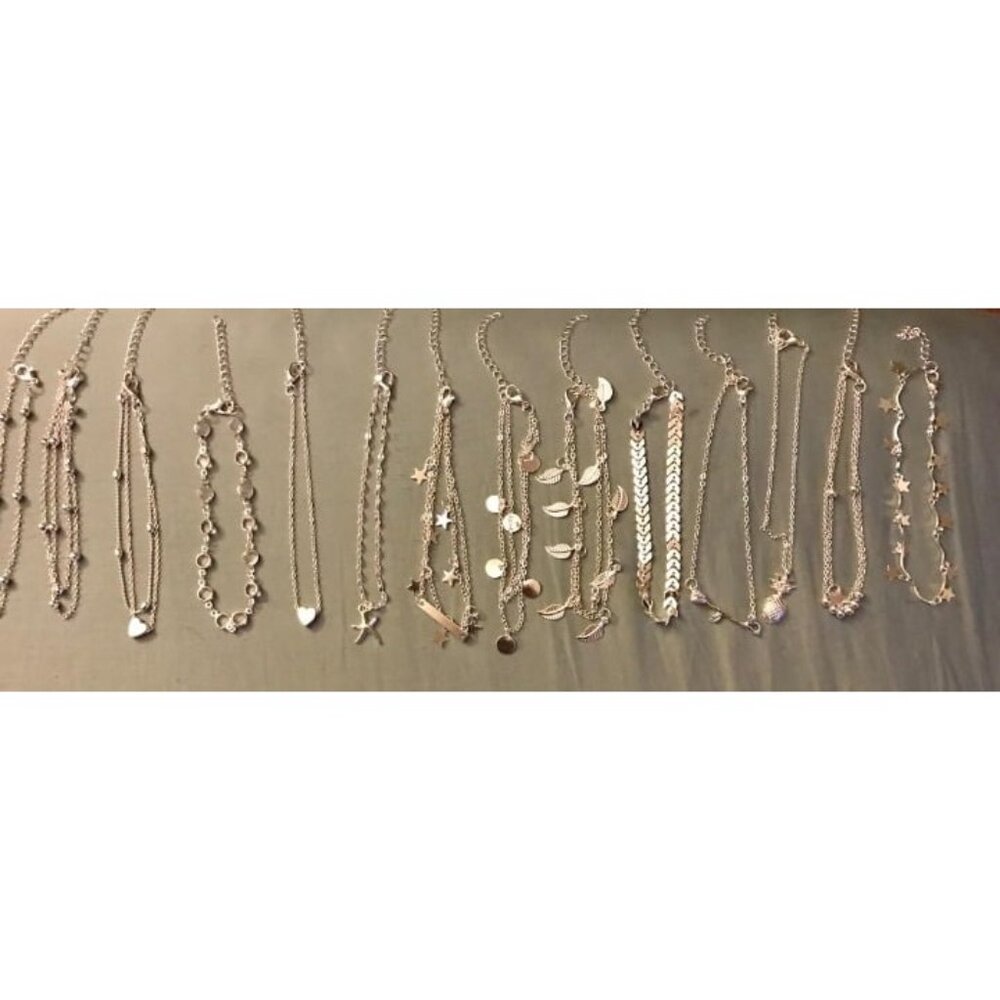 New 16 Pieces Ankle Bracelets 14K for Women Anklets Set Silver Gold Boho
